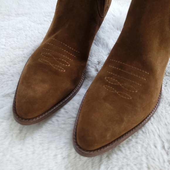 Maje Farwest Suede Cowboy Booties Boots - Picture 4 of 12